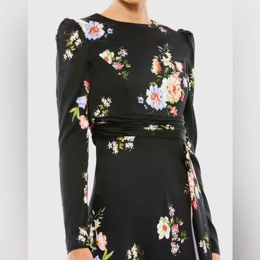 Ieena for Mac Duggal Faux Wrap Floral Gown Size 0 - Picture 3 of 12